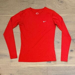 Nike Red Long Sleeve Dri-FIT Performance Tee